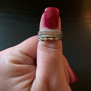 Sterling silver & rose gold band stacking rings